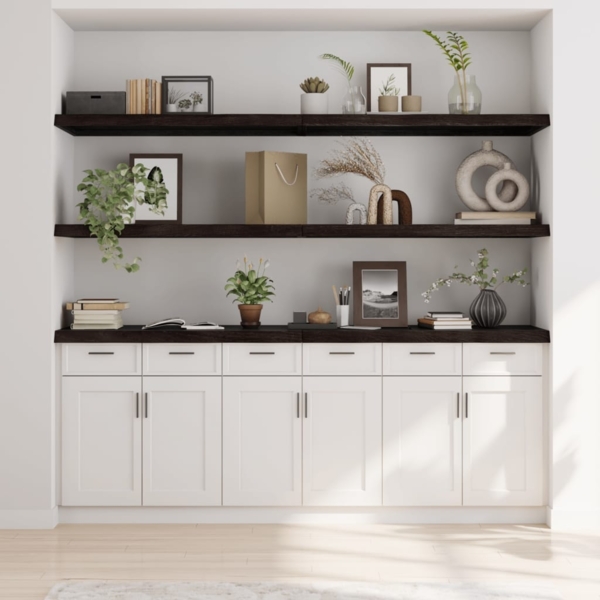 vidaXL Wandregal Dunkelbraun 220x50x(2-6)cm Massivholz Eiche Behandelt 363857
