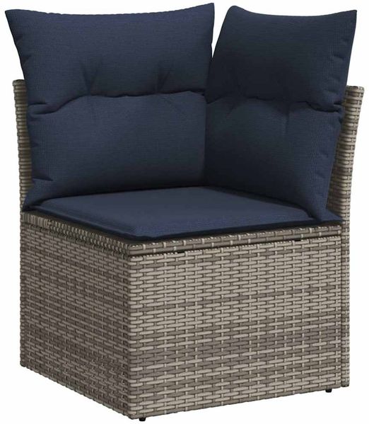 vidaXL 7-tlg. Garten-Sofagarnitur mit Kissen Grau Poly Rattan 3327386 Bild 4