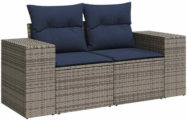 vidaXL 7-tlg. Garten-Sofagarnitur mit Kissen Grau Poly Rattan 3327386 Bild 5