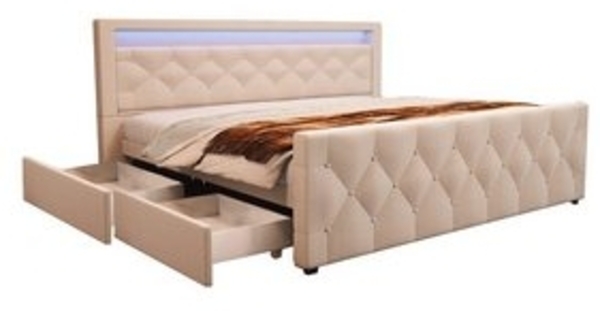 HOME DELUXE Polsterbett VELARA - 140 x 200 cm Beige Bild 6