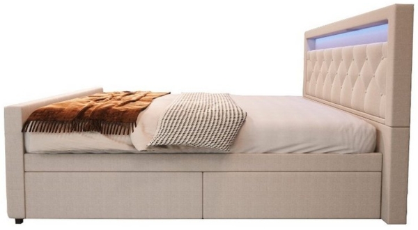 HOME DELUXE Polsterbett VELARA - 140 x 200 cm Beige Bild 2