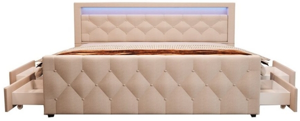 HOME DELUXE Polsterbett VELARA - 140 x 200 cm Beige Bild 3