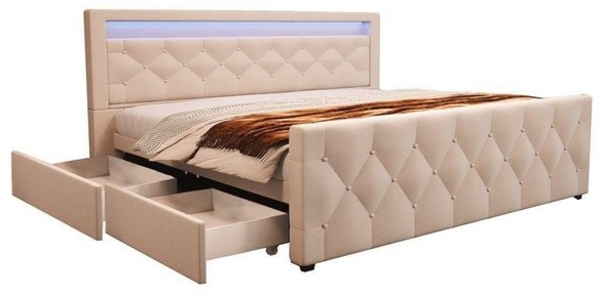 HOME DELUXE Polsterbett VELARA - 140 x 200 cm Beige Bild 4