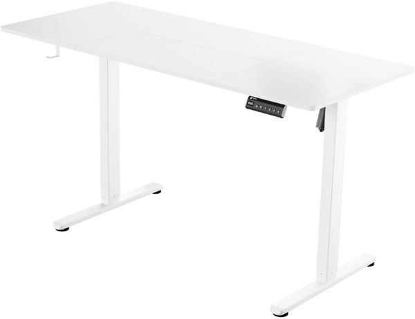 LUTIVO Foxtrot, Höhenverstellbarer Schreibtisch Elektrisch, Memory-Funktion und Kabelmanagement, 140x60 cm, Weiß/Weiß