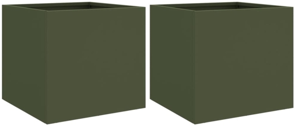 vidaXL Pflanzkübel 2 Stk. Olivgrün 32x30x29 cm Stahl 841542