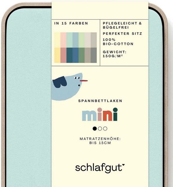 Schlafgut Spannbettlaken Casual Mini Spannbettlaken, Jersey, Gummizug: rundum, (1 Stück), für Kinder, MADE IN GREEN by OEKO-TEX®