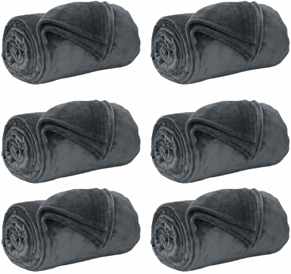 vidaXL Wohndecken 6 Stück Dunkelgrau 130 x 150 cm Fleece 42016797