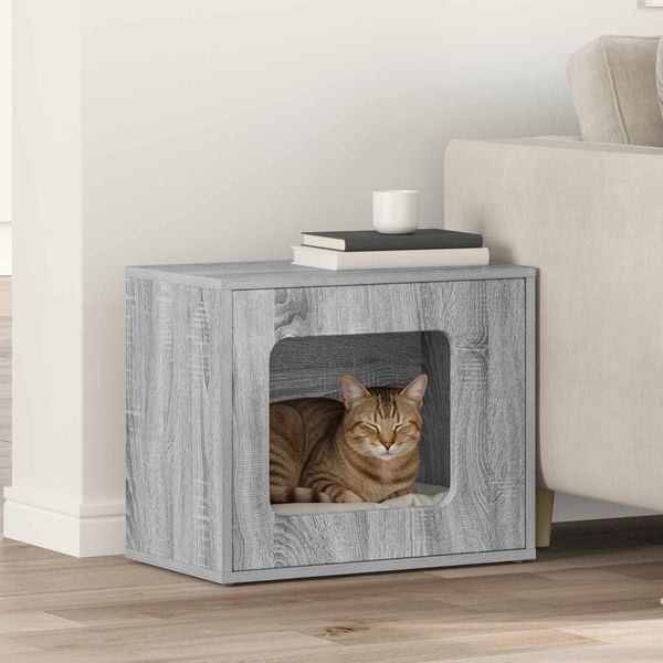vidaXL Katzenhaus Graues Sonoma 51 x 30 x 42,5 cm Holzwerkstoff 8000650