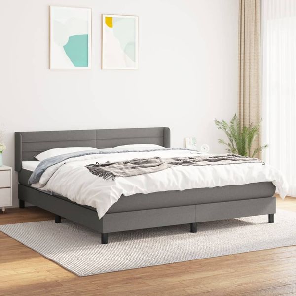 vidaXL Boxspringbett mit Matratze Dunkelgrau 180x200 cm Stoff 3129810