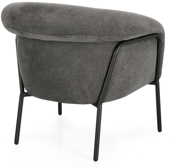 Sessel Alimca aus Stoff, modernes Design, Dunkelgrau, gepolstert und mit Metallgestell Bild 3