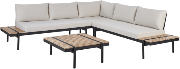 Lounge Set BELLARIVA Eukalyptusholz Cremeweiß