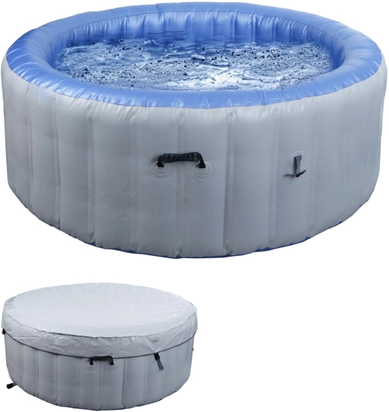 Whirlpool HWC-N97, Ersatz-Pool 4 Personen, In-/Outdoor aufblasbar PVC laminiert, rund Ø180cm ~ grau-blau Bild 1