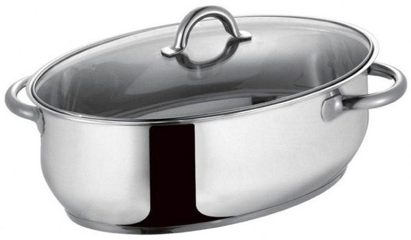 Edelstahl-Bräter oval - Sicht-Bräter 38cm
