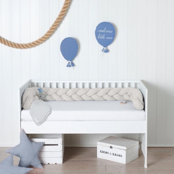 Nordic Coast Company Nestchenschlange XXL Bettschlange geflochten, Bettschlange, Bettumrandung Babybett, Alternative zum Bettnestchen laborgeprüft 180cm, 200cm oder 300cm
