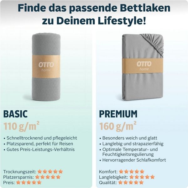OTTO home Spannbettlaken BLACKBERRY in BASIC und PREMIUM Qualität, 100% Baumwolle, Jersey (160 g/m), Gummizug: rundum, (2 Stück), für hohe Matratzen bis 28 cm, Bettlaken, Spannbetttuch, pflegeleicht Bild 3