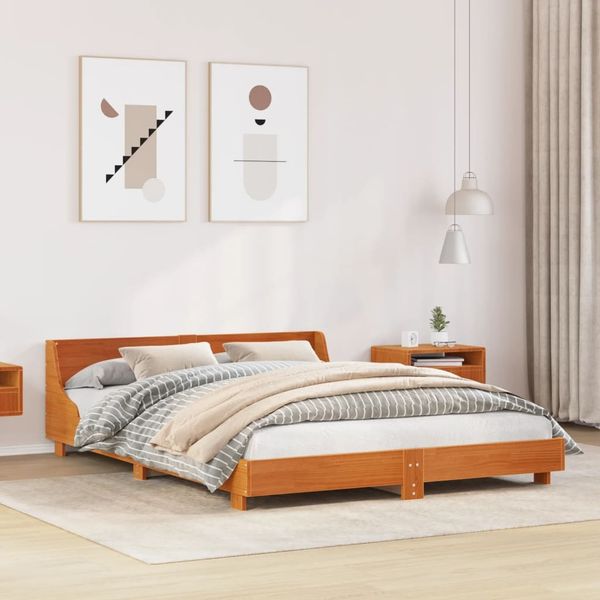 vidaXL Massivholzbett ohne Matratze Wachsbraun 140x200 cm Kiefernholz 850730