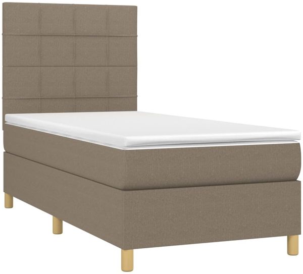 vidaXL Boxspringbett mit Matratze Taupe 90x200 cm Stoff 3142309 Bild 3