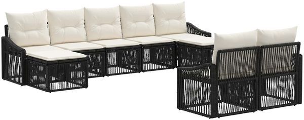 vidaXL Gartensofa-set 9 pcs Schwarz Poly-Rattan 3436132