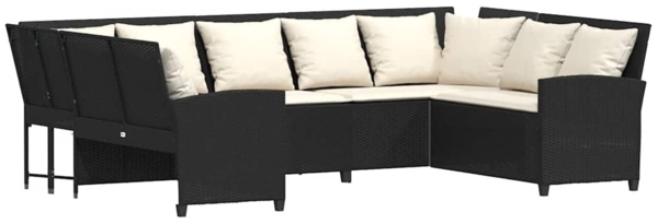 vidaXL Gartensofa mit Kissen Schwarz Poly Rattan 3365328