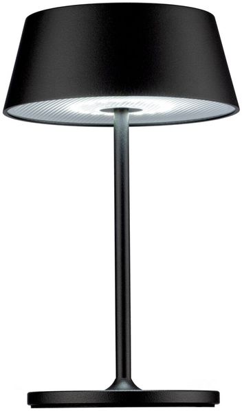 Dieter Knoll Akku-Tischleuchte, Aluminium schwarz, Ø 15 x H 25 cm, transportabel mit Touchdimmer