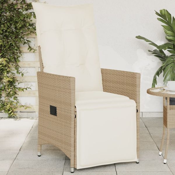 vidaXL Gartensessel mit Kissen Verstellbar Beige Poly Rattan 365662