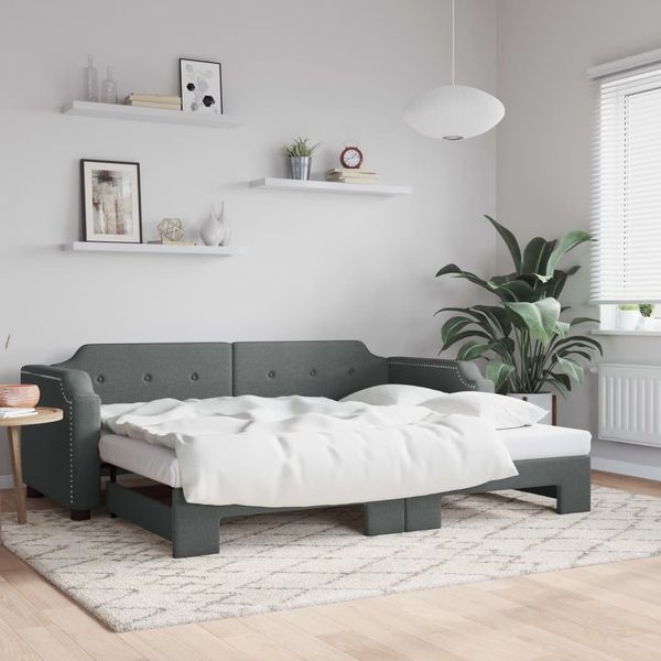 vidaXL Tagesbett Ausziehbar Dunkelgrau 90x190 cm Stoff 3197645