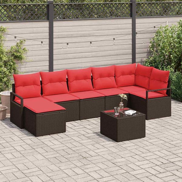 vidaXL Sofa Set 8 pcs Braun Poly-Rattan 3346484