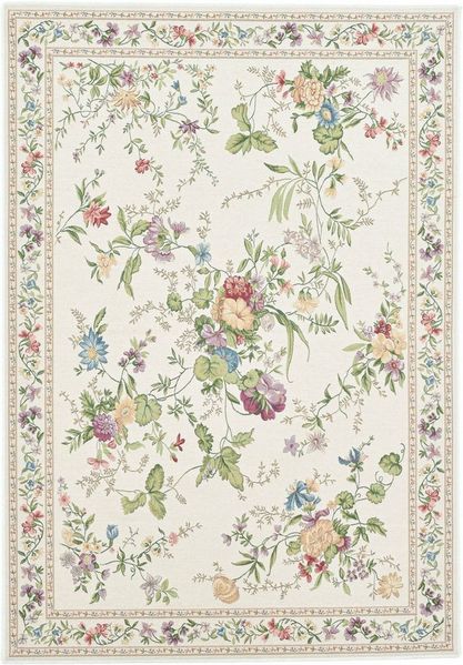 THEKO Teppich Flomi Sagrini, rechteckig, Höhe: 4 mm, Flachgewebe, Pastell-Farben, Blumen Design, mit Bordüre