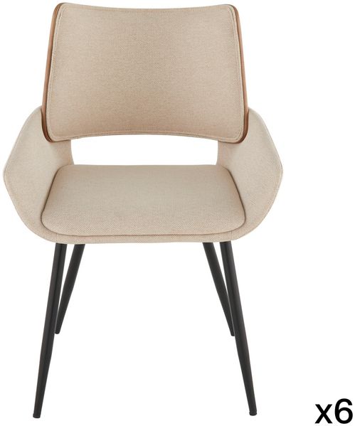Signature Set mit 6 Stühlen aus beigem Stoff H81 cm - HORTENSE - Beige
