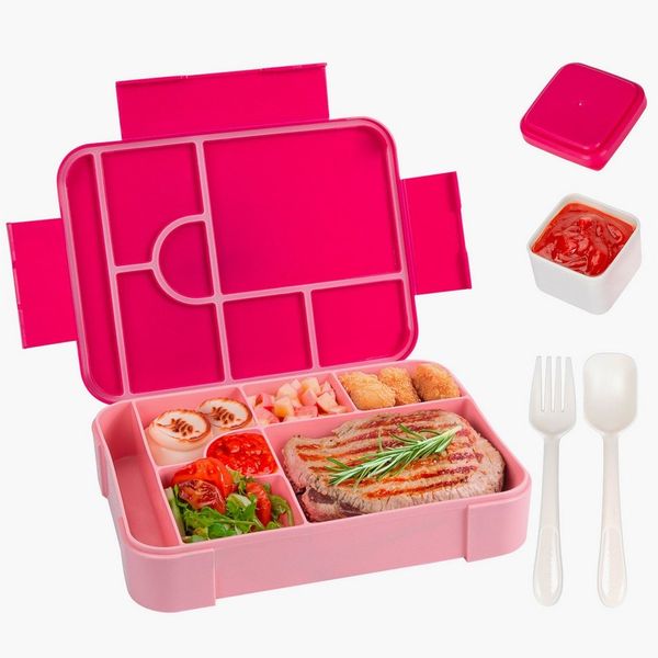 Agger Lunchbox Brotdose Kinder mit Fächern, 1330ML Jausenbox Kinder (Löffel & Gabel), Kinder Brotdose,Kinderfreundliche Verriegelung,BPA-Frei,Auslaufsicher