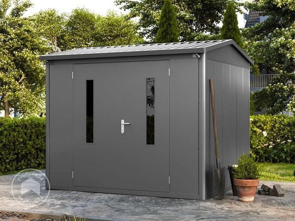 GFP Primeyard Gerätehaus Metall Gartenhaus 263 x 228 x 231 cm Geräteschuppen Satteldach anthrazit