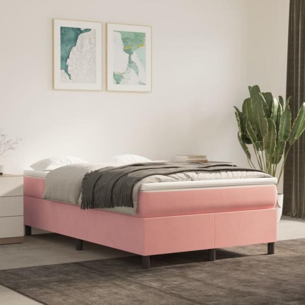 vidaXL Boxspringbett mit Matratze Rosa 120x200 cm Samt 3144674