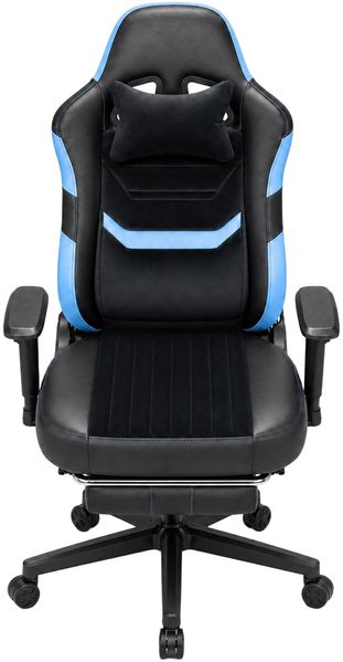 JUMMICO Gaming Stuhl für Erwachsene (Big & Tall), Belastbar bis 200 KG, Schwerer Ergonomischer Bürostuhl mit 2D Armlehnen, Fußstütze, 90°-160° Verstellbarem Schreibtischstuhl, Blau