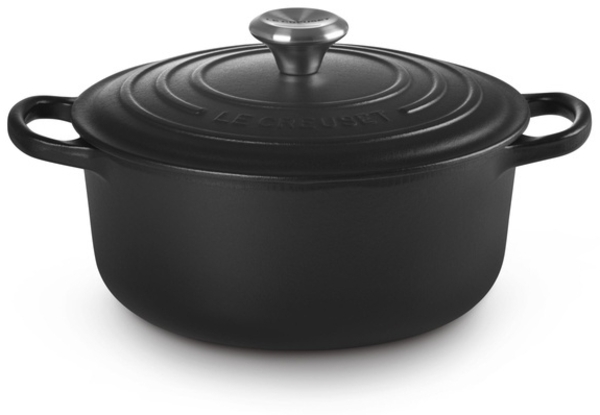 Le Creuset Signature Gusseisen-Bräter mit Deckel, Für alle Herdarten und Induktion geeignet, Rund, Schwarz, 24,0 cm, 4.2