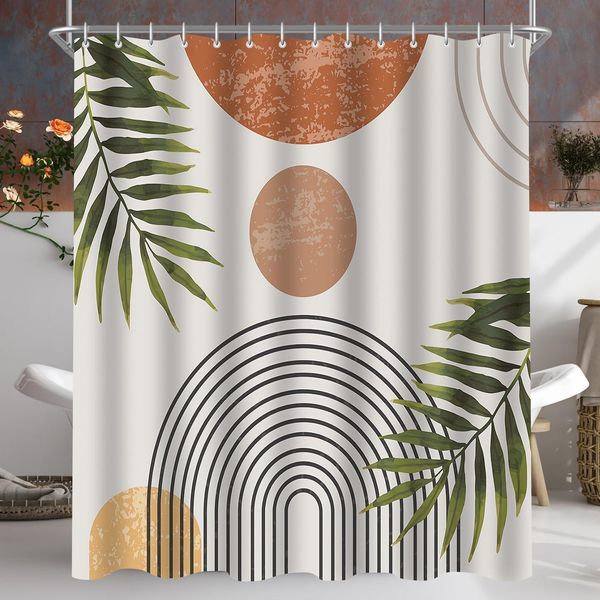 Duschvorhang Blätter Linie 200x200cm Wasserabweisend Antischimmel Polyester