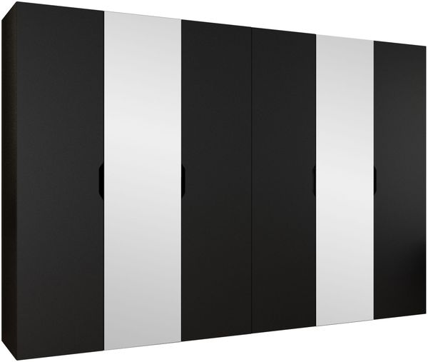 Kleiderschrank Midere 300 mit Frontspiegel (Farbe: Schwarz)