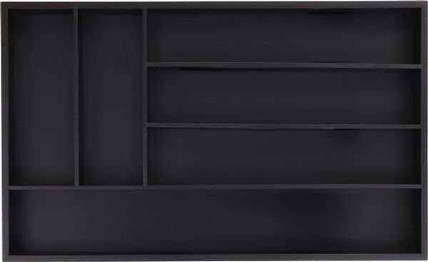 Relaxdays Schwarzer Besteckkasten 6 Fächer
