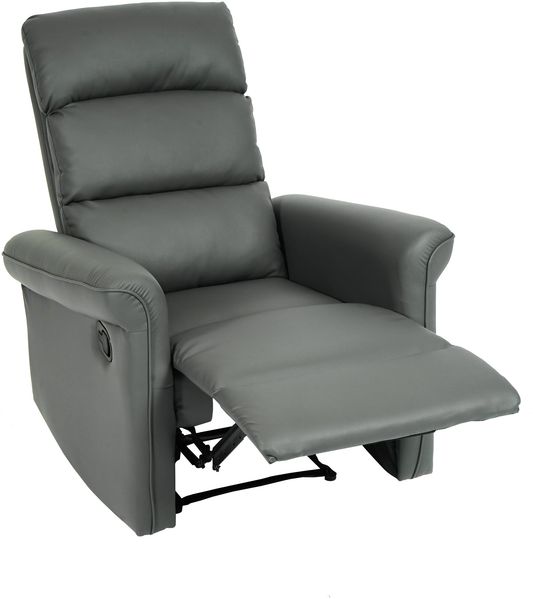 Fernsehsessel HWC-J96, Relaxsessel Sessel Liegesessel, Liegefunktion verstellbar Kunstleder ~ grau