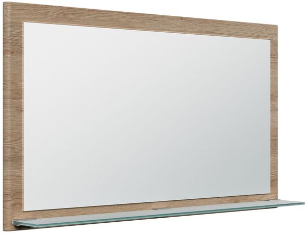 Spiegel Emotion Glasablage farbig eingerahmt 104x60 cm Eiche : Weissmatt / Eiche hell