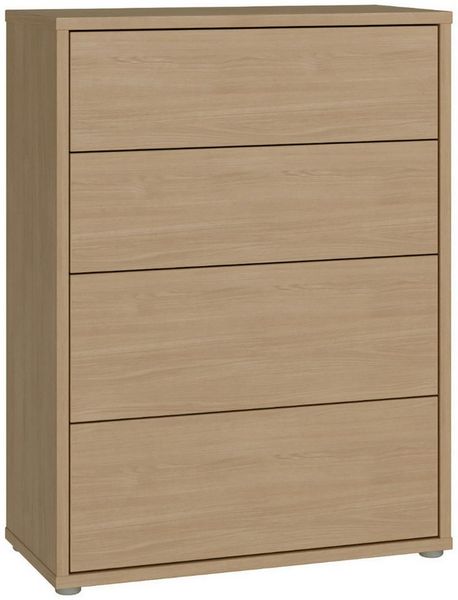 Forte Alice Springs Kommode 70 80, modern-minimalistisch, 4 Schubladen, Wohn-/Schlafzimmer, Holzwerkstoff, Elegancia Eiche Holzdekor, 74,5 cm breit x 99,1 cm hoch x 34,9 cm tief