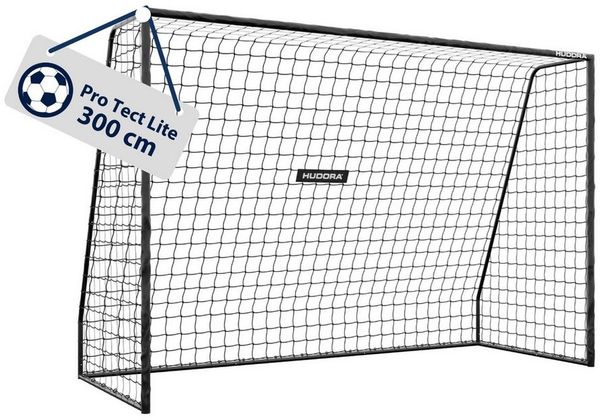 Hudora Fußballtor Pro Tect Lite black (Fußballtor für jedes Wetter und Outdoor-Einsatz), Schnelles Steck-Click-System ohne Werkzeug