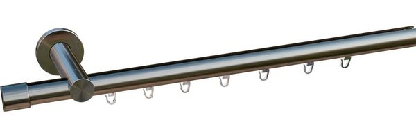 indeko Gardinenstange Consul, Ø 20 mm, 1-läufig, Wunschmaßlänge, mit Bohren, verschraubt, Aluminium, Innenlauf Komplett-Set inkl. Gleitern und Montagematerial
