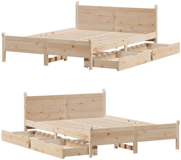 vidaXL Massivholzbett ohne Matratze 135x190 cm Kiefernholz 3309785 Bild 9