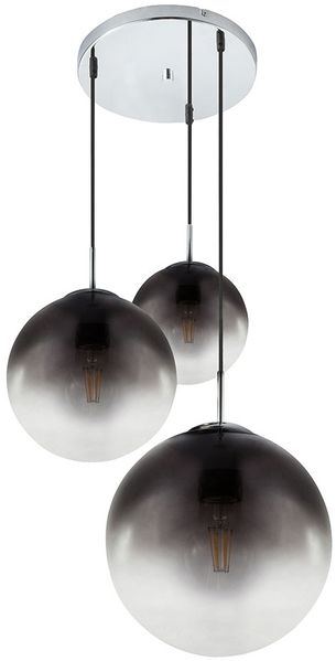 RGB LED Hängelampe Chrom Glaskugeln rauch Höhe 120 cm, VARUS