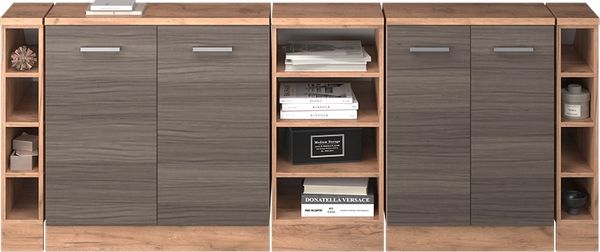 Küchenschrank für Dachschrägen R-Line Edelgrau 210 cm 5er Set Schrankkorpuss 60 cm Tiefe Vicco Bild 5