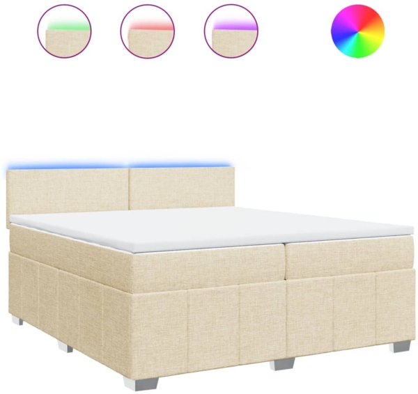 vidaXL Boxspringbett mit Matratze Creme 200x200 cm Stoff 3289473