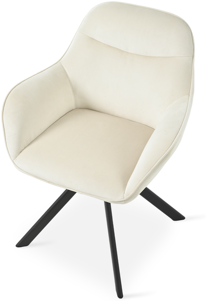 GOEURVANT 1370 Esszimmerstühle 4er-Set, 360° Drehbar, Samt - Elfenbein Stoff Bild 6