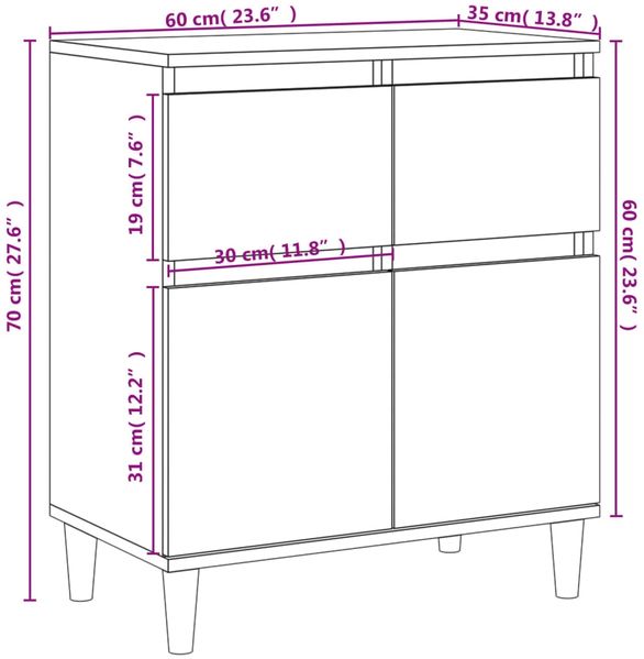 vidaXL Sideboard Betongrau 60x35x70 cm Holzwerkstoff 819680 Bild 10