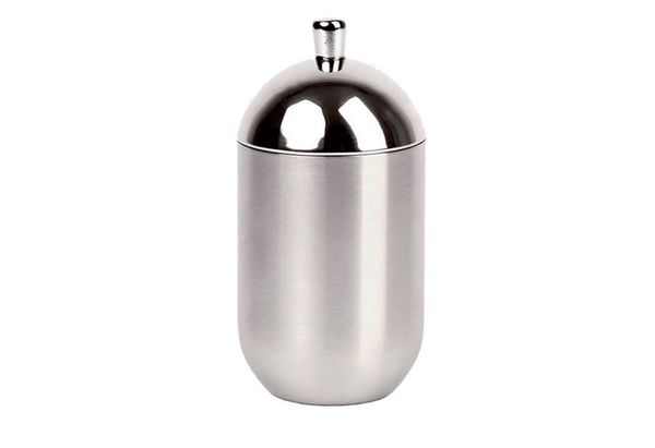 houseproud Badorganizer Round Steel Kosmetikdose, hochglanzpoliert, gebürsteter Edelstahl