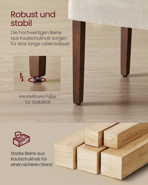 VASAGLE Esszimmerstuhl 2er Set/ 4er Set/ 6er Set Esszimmerstühle, Küchenstuhl (Set, 4 St), Parsons-Stil, 58 x 48 x 99 cm, stuhl bis 120 kg Bild 3